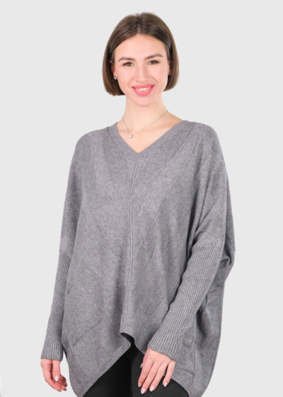 Angela grey sweater with asymmetric hem
