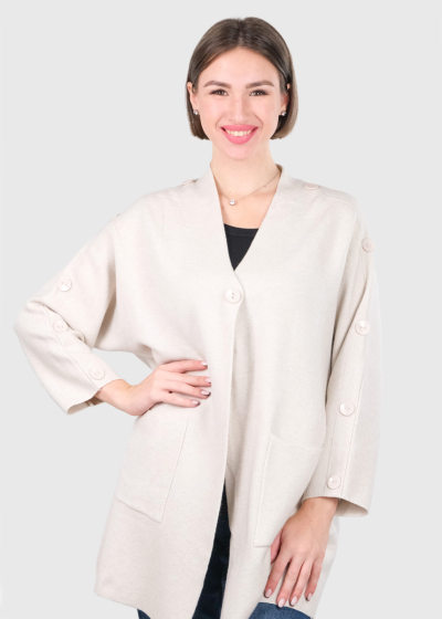 Beatrice light beige cardigan with buttons