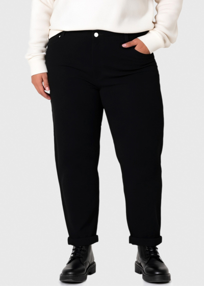 Celeste Mom Fit melni sieviešu džinsi