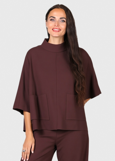 Eugenia brūns sieviešu kostīms ar kabatām