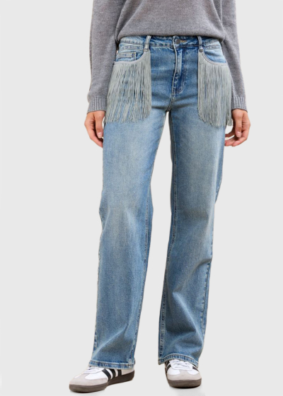 Adele blue jeans with fringe