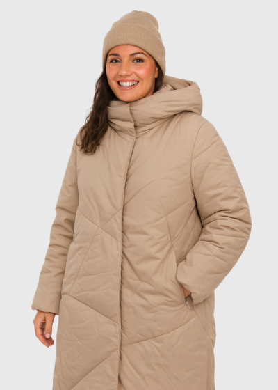 Dasha bēša gara jaka ar šķēlumiem sānos