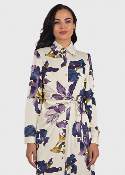 Tori beige floral printed dress