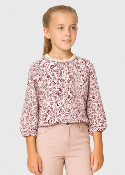 Selena pink floral printed blouse