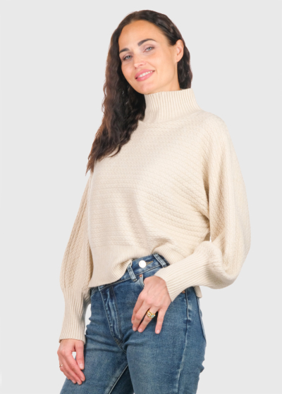 Scarlett light beige high neck sweater