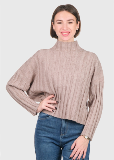Sarah beige high neck sweater