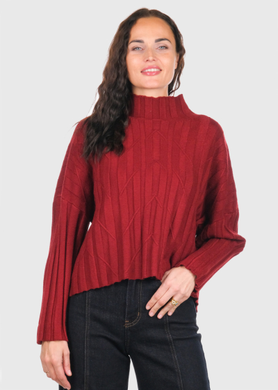 Sarah red high neck sweater