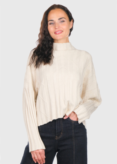 Sarah light beige high neck sweater