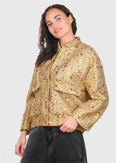 Pipe gold sparkle bomber jacket