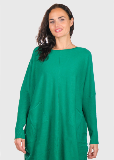 Amelia green longline sweater