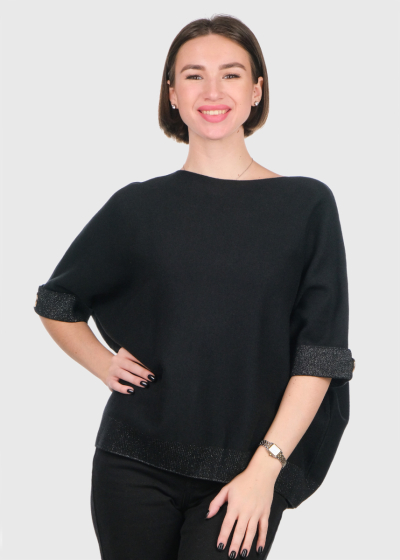 Pam black three quarter sleeve sweater