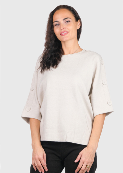 Abigail light beige three quarter sleeve sweater
