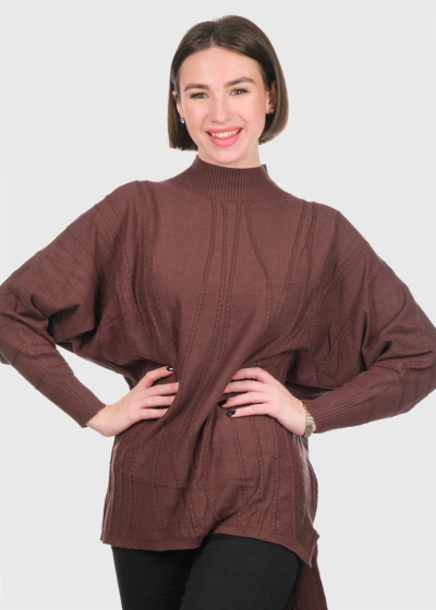 Sandra brown sweater with a dipped hem