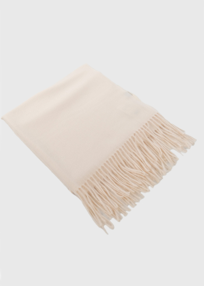 Shell beige scarf with fridge detail