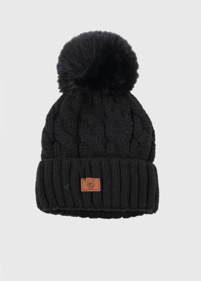 Stef black pom pom hat