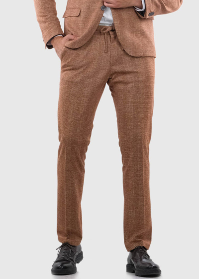 Oddo Slim Fit brown men's trousers
