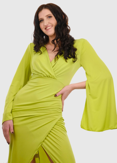 Siria light green dress with slit