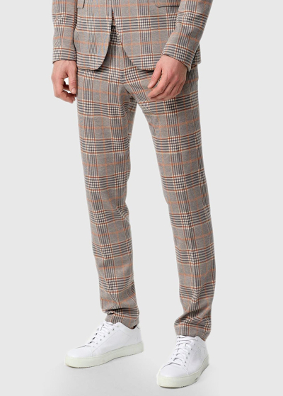 Napoleone Slim Fit grey checkered men's trousers