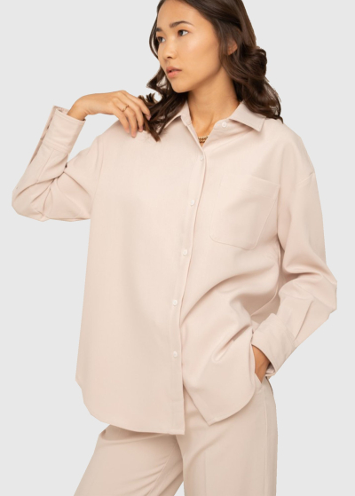 Emanuela beige women's blouse with pockets