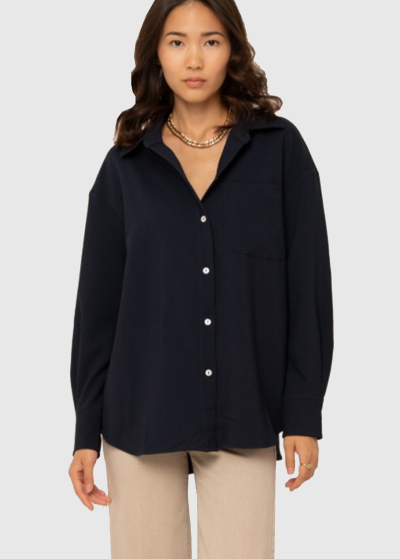 Emanuela dark blue women's blouse with pocket