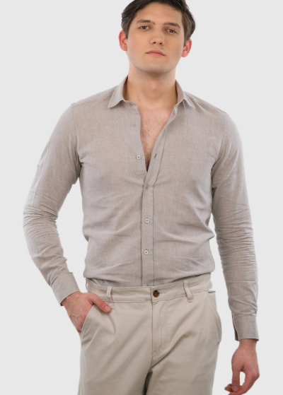 Gaetano Slim Fit бежевая мужская рубашка