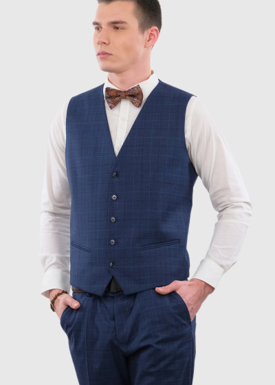 Alahis dark blue classic checkered vest