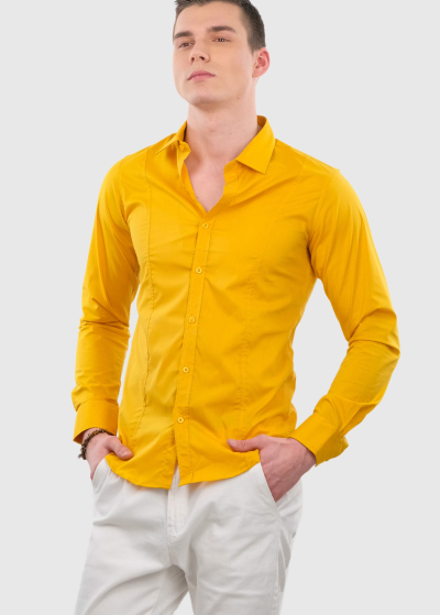 Antioco Slim Fit желтая мужская рубашка