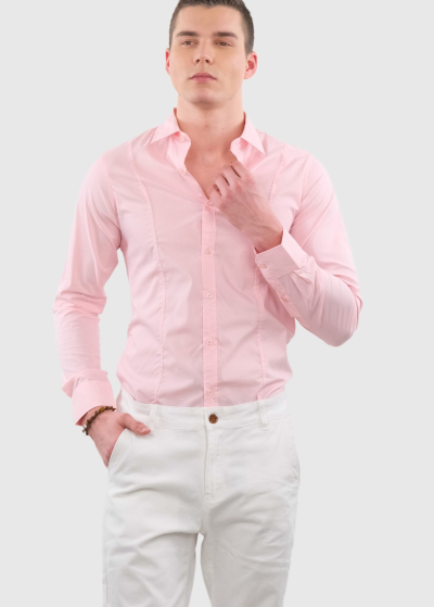 Amedeo Slim Fit светло-розовая мужская рубашка