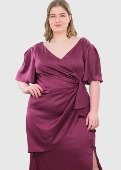 Luana Plus Size bordo evening dress