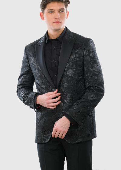 Gigi black men's patterned blazer