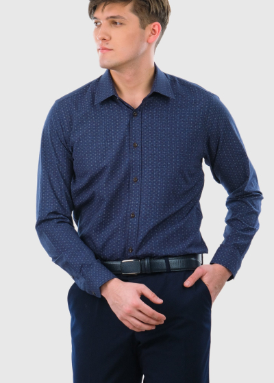 Slim Fit tumši zils vīriešu krekls