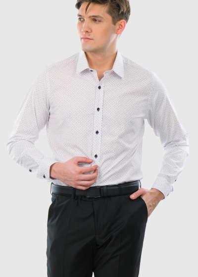 Slim Fit белая мужская рубашка с узором