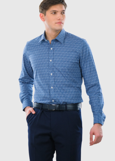 Slim Fit blue men's shirt with pattern