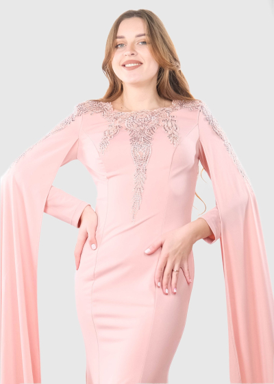 Felicita light pink long evening dress