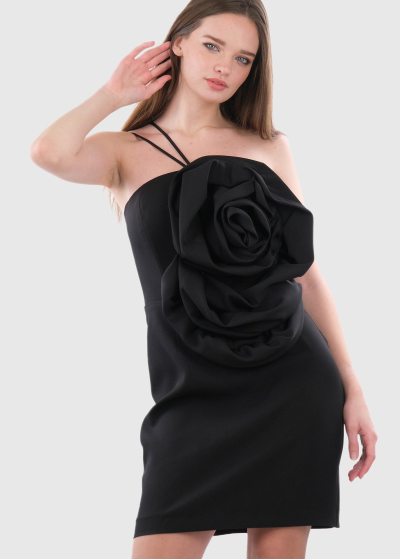 Alba black evening dress with embellished upper