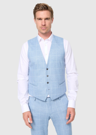 Angelo light blue classic checkered vest