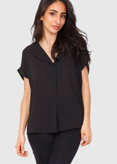 Giannina black short sleeve blouse