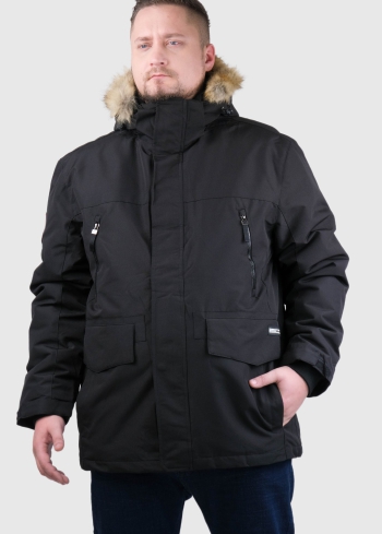 Elvio Plus Size black men's parka with fur trim