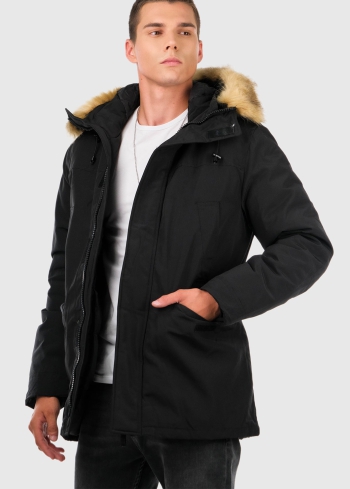 Genesio black men's parka with hood