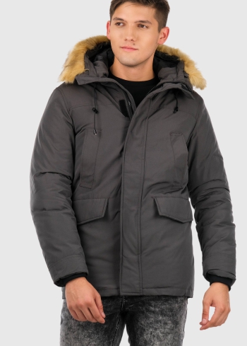 Genesio dark grey men's parka with hood
