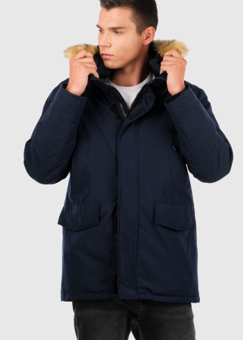 Genesio dark blue men's parka with hood