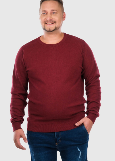 Ettore Plus Size бордовый джемпер с круглым вырезом