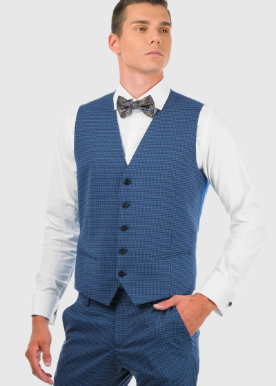 Martinus blue classic vest in small check