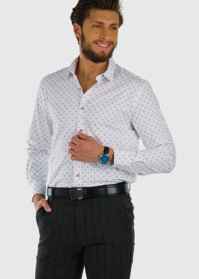 Regular Fit white shirt in pattern