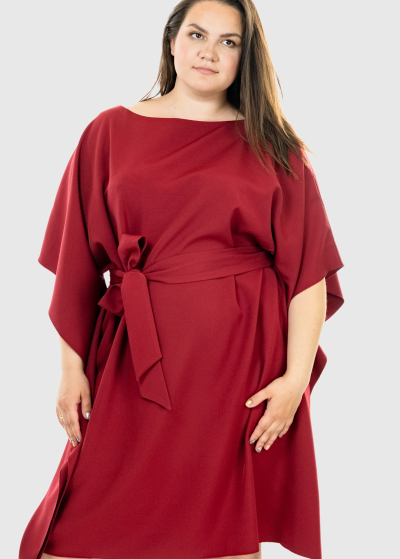 Agata bordo Plus Size dress with belt