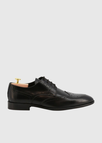 Black leather lace-up brogue shoes