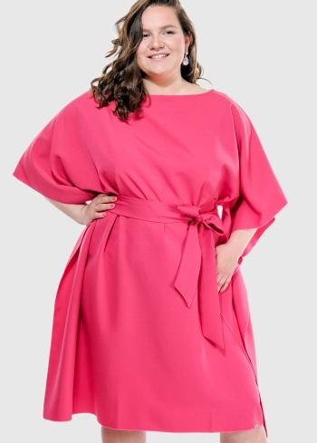 Agata pink Plus Size dress with belt