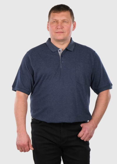 Rocco Plus Size dark blue polo t-shirt with pocket