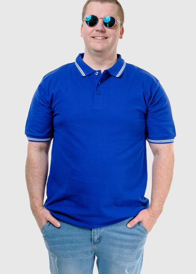 Fausto Plus Size blue men's Polo Shirt