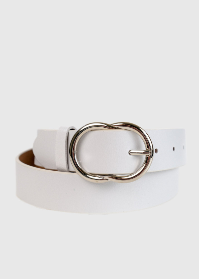 Norma white leather belt with a metal buckle
